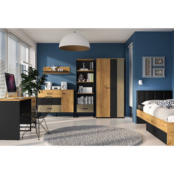 Bettgestell CASPER-131-9 Schwarz - Holzwerkstoff - 126 x 90 x 208 cm