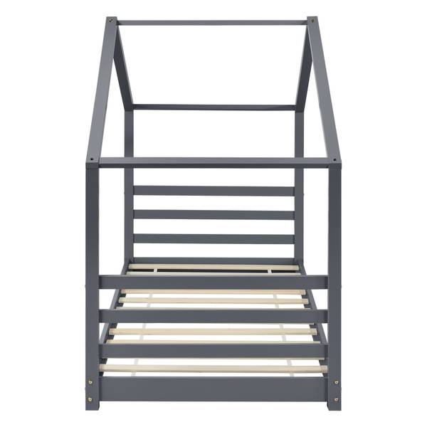 Lit enfant Vardø Pin 90 x 200 cm Gris - Bois massif - 200 x 142 x 90 cm