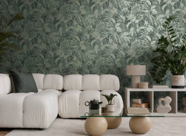 Vliestapete 4719 Floral Dschungel Design Blau - Gold - Graumetallic - Grün