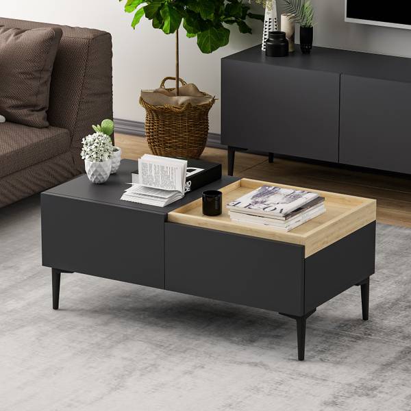 Couchtisch Mia Braun - Grau - Holzwerkstoff - 92 x 39 x 45 cm
