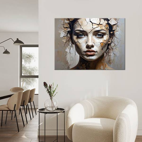 Wandbild Frauen Beige - Polyester - 30 x 20 x 3 cm