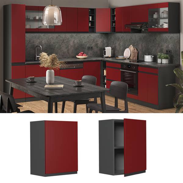 Meuble De Cuisine Vicco R-Line – élément Haut Et Bas, 40 Cm, Anthracite Ultra-brillant, Neuf