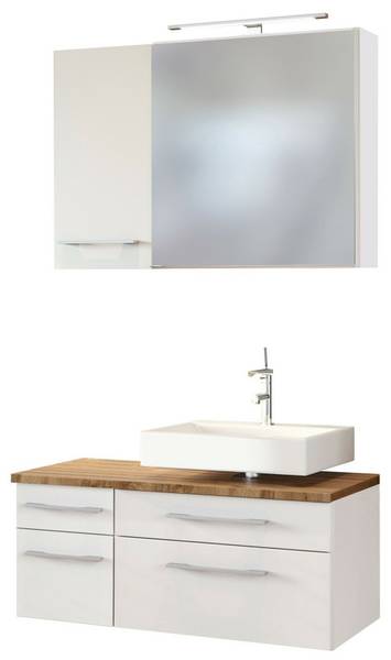 Unterbecken-Set Davos 90cm Weiß - Holzwerkstoff - 90 x 180 x 47 cm