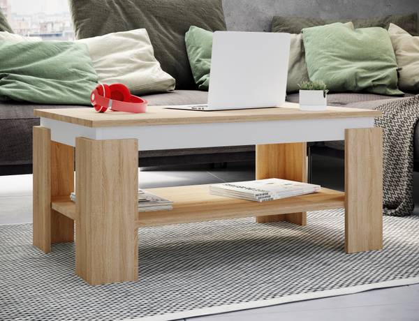 Beistelltisch Rolas Eiche Dekor - Weiß