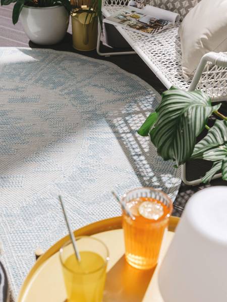 In-/Outdoorteppich Bronco Blau - Polypropylen - 160 x 1 x 160 cm