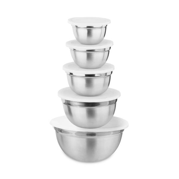Set de cuisine bol mélangeur saladier Argenté - Blanc - Métal - Matière plastique - 26 x 13 x 26 cm