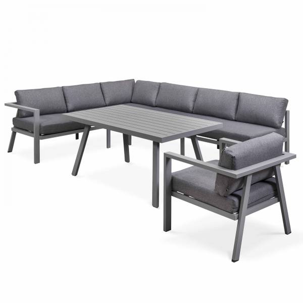Gartenmöbel 8-Sitzer Saint Tropez Grau - Metall - 75 x 64 x 212 cm