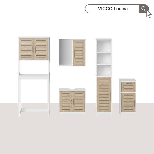 Badmöbel-Set Looma 58456 2er Set Braun - Weiß - Holzwerkstoff - 60 x 60 x 30 cm