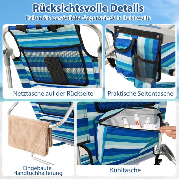 Strandstuhl ZB34857 Blau - Metall - 80 x 80 x 62 cm