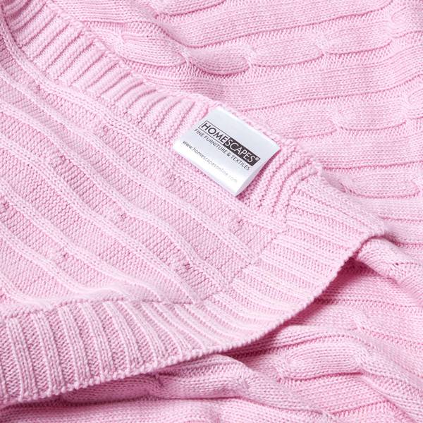 Couverture CABLETHROW Rose clair - 130 x 170 cm