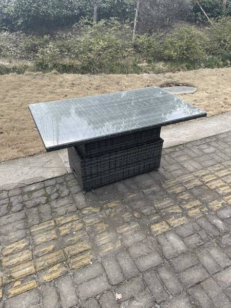 Höhenverstellbarer Tisch Set L(6er-Set) Grau - Webstoff - Klarglas