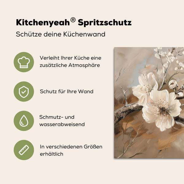 SPRITZSCHUTZ KÜCHE Blumen 70 x 50 cm
