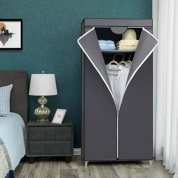 Stoff-Kleiderschrank 101609 Grau - Stahl - 80 x 26 x 7 cm