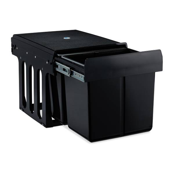 Inbouw prullenbak 2x15 l zwart zwart - staal - 35 x 36 x 48 cm