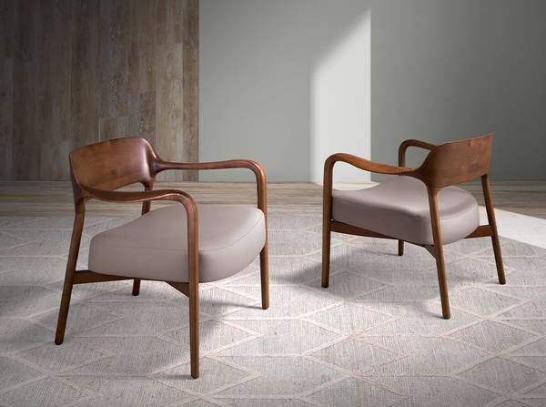 Sessel 5082 Grau - Polyester - Kunstleder - Walnuss - Silikon - 70 x 72 x 62 cm