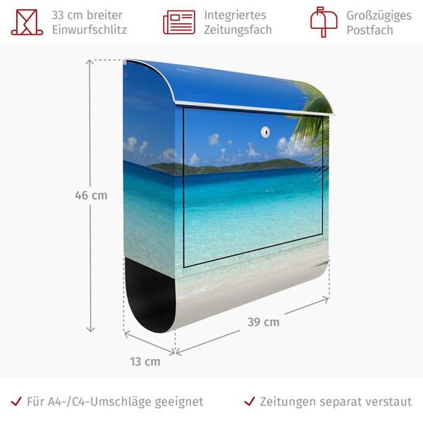Briefkasten Perfect Maledives Türkis - Stahl - 39 x 46 x 13 cm