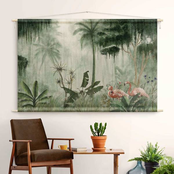 Wandteppich Flamingos im Dschungel 145 x 95 cm