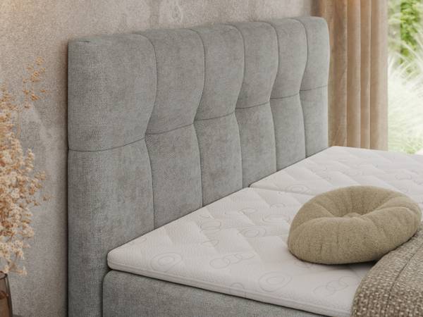 Boxspringbett VITTORIA Platingrau - H3 - Liegefläche Breite: 160 cm