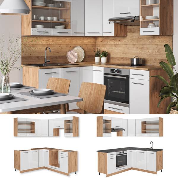 Cuisine En Angle Fame-Line Vicco – 190 Cm – Anthracite Et Bordeaux – Haute Brillance