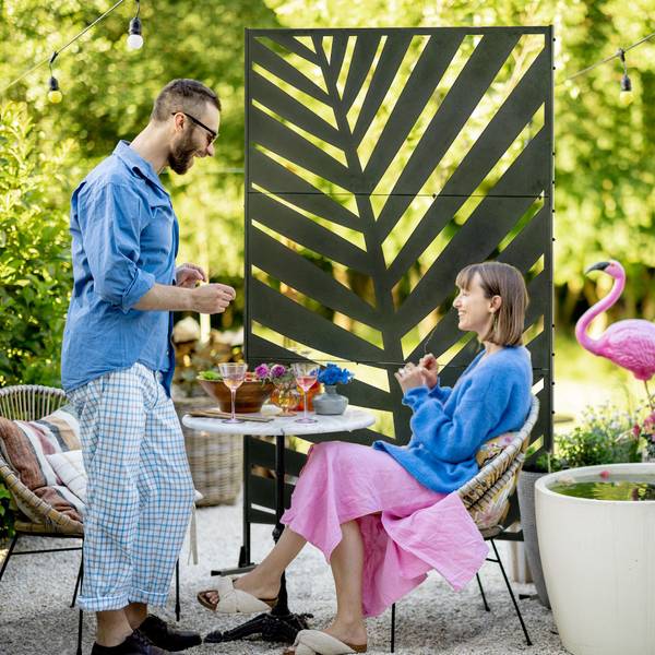 Outdoor Sichtschutzständer 844-633V00BK Braun - Metall - 45 x 198 x 122 cm