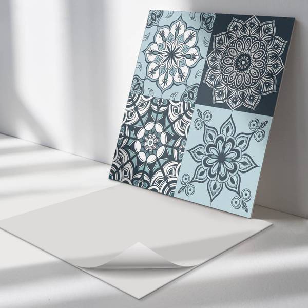 Fliesen Gitternetz Mandala 4er Set 50 x 50 cm