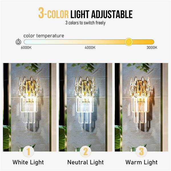 Wandleuchte Gold Wandlampe Glas LED Gold - Eisen - Kristallglas - 16 x 35 x 10 cm