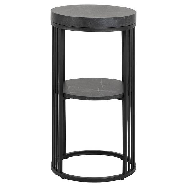 Table de chevet Strington Noir - En partie en bois massif - 35 x 65 x 35 cm