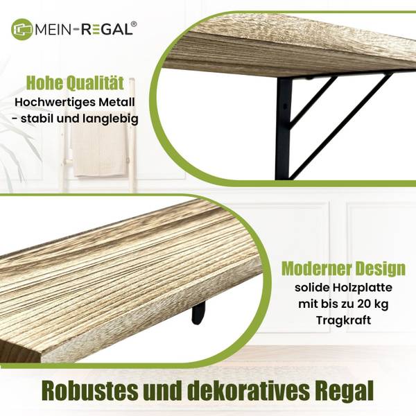 Wandregal Sam Set 3 Stk Braun - Holzwerkstoff - 42 x 14 x 15 cm