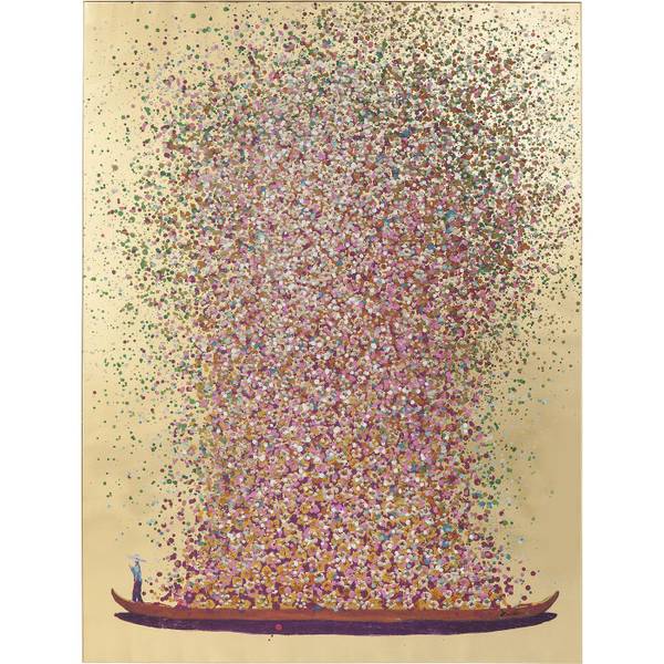 Leinwandbild Touched Flower Boat Pink - Baumwollstoff - 80 x 100 x 4 cm