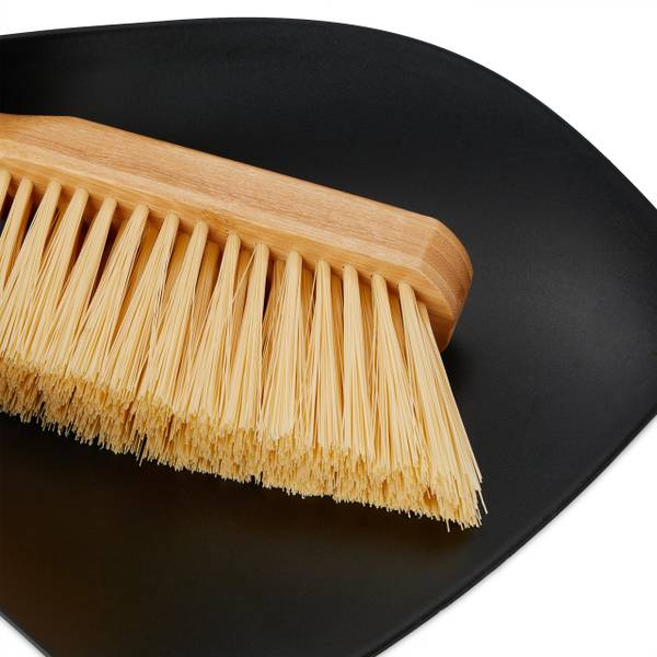 Kehrgarnitur aus Schaufel und Besen Schwarz - Braun - Bambus - Kunststoff - 25 x 36 x 6 cm