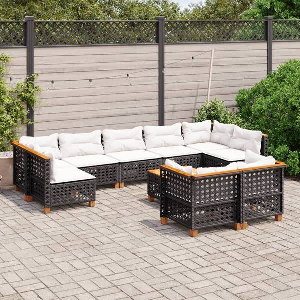 Garten-Lounge-Set 3036261-4 (10-teilig) Schwarz