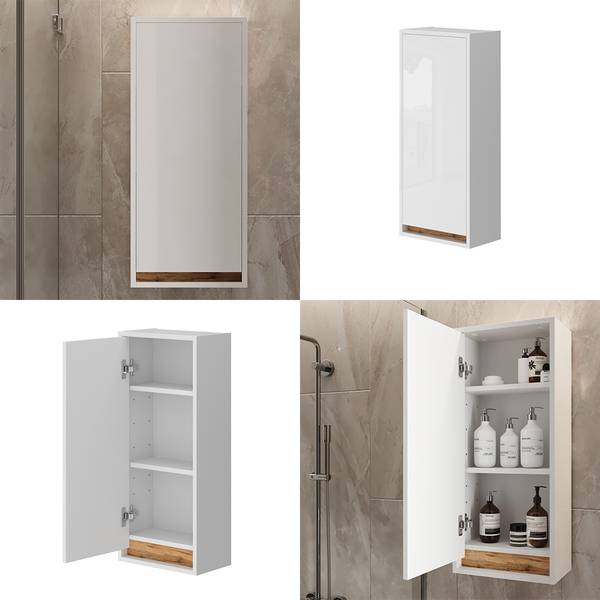 Badschrank Detmold 49528 Braun - Weiß - Holzwerkstoff - 82 x 35 x 20 cm