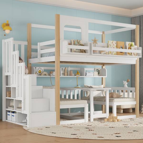 Kinderbett K-1941 Braun - Holzwerkstoff - 105 x 181 x 255 cm