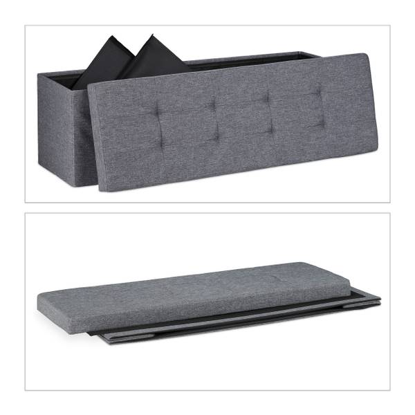 Sitzbank mit 3 Fächern Grau - Polyester - 114 x 39 x 38 cm