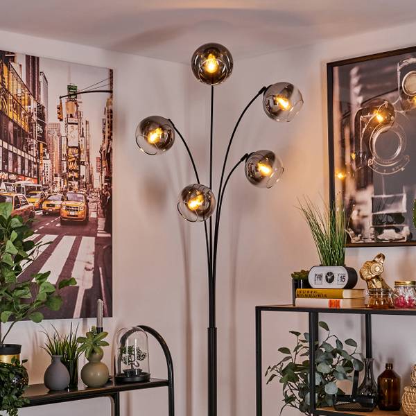 Stehlampe Cesaro Silber - Aluminium - Klarglas - 35 x 210 x 82 cm