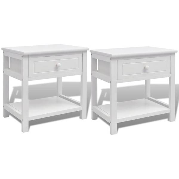 Nachttische M638792 Weiß - Massivholz - 29 x 42 x 40 cm