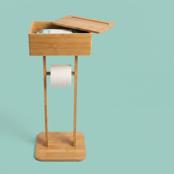 Toilettenpapierhalter mit Fach & Ablage Braun - Bambus - 25 x 65 x 20 cm