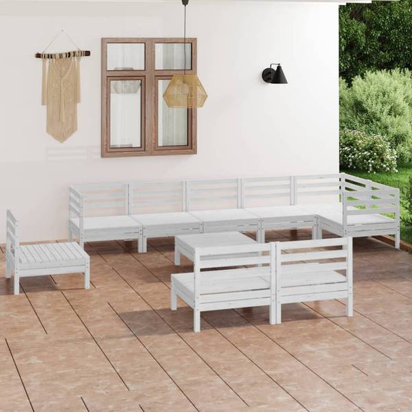 Garten-Lounge-Set 3010531 (10-teilig) Weiß - Kiefer - 64 x 29 x 64 cm