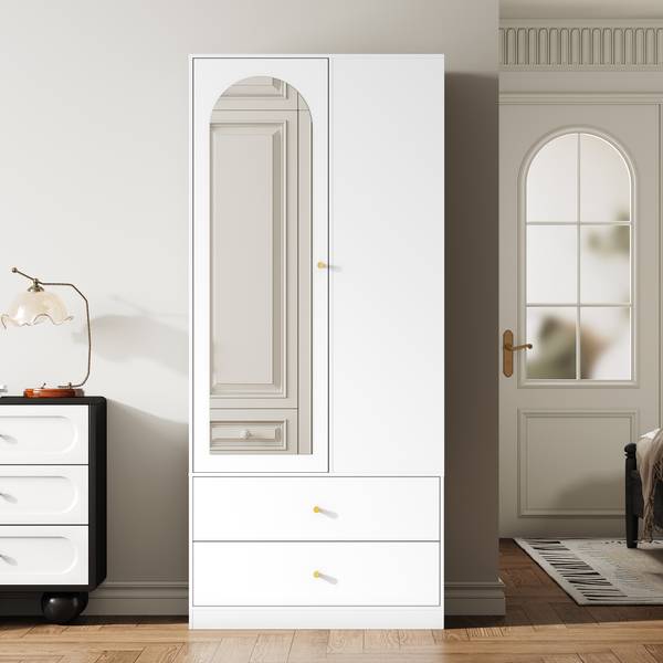 Kleiderschrank  MUDBA495 Ⅳ Weiß - Holzwerkstoff - 80 x 180 x 40 cm