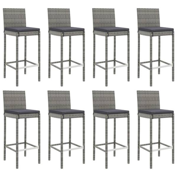 Gartenbar 3029639-5 9-teilig Grau - Polyrattan - 70 x 110 x 180 cm