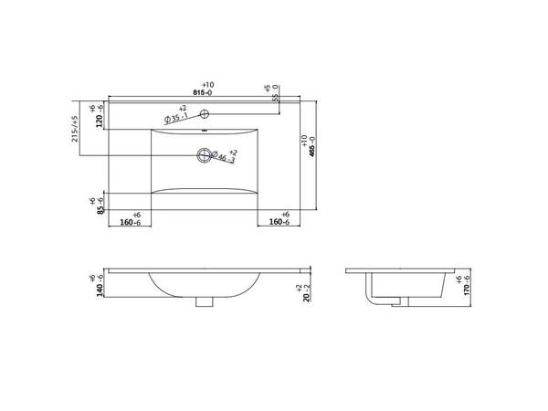 Einbauwaschbecken MOTIAC Tiefe: 81 cm