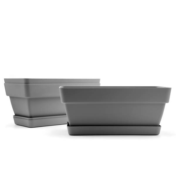 Blumenkasten 1000194 3er Set Grau - Kunststoff - 20 x 17 x 39 cm