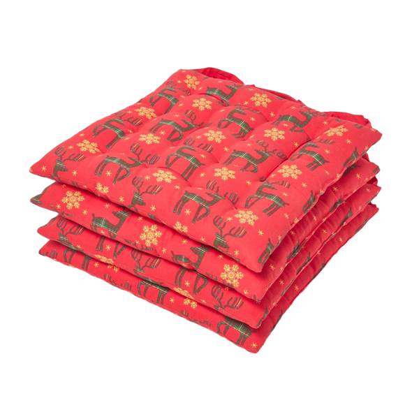 Stuhlkissen Weihnachten 4er Set Rot