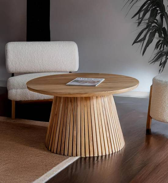 Couchtisch RENA Beige - Massivholz - 80 x 45 x 80 cm