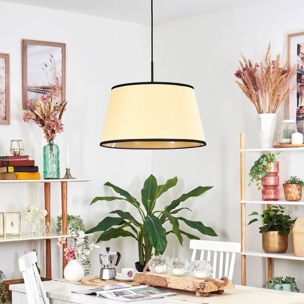 Pendelleuchte Tamarispa Beige - Schwarz - Webstoff - Aluminium - 41 x 151 x 41 cm