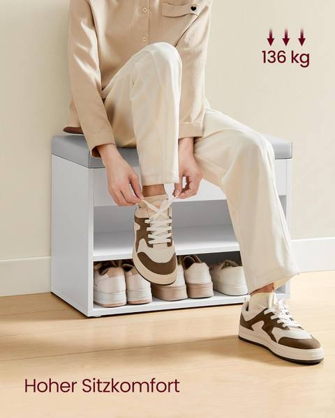Schuhbank 100634 Weiß - Holzwerkstoff - 73 x 48 x 17 cm