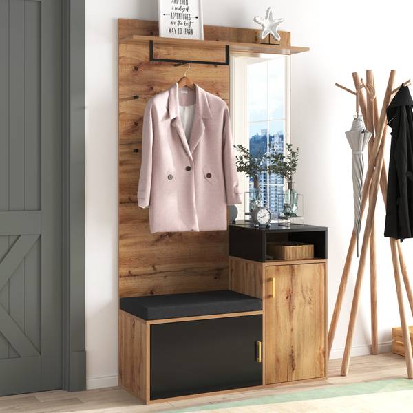 Garderobe Naks Braun - Holzwerkstoff - 104 x 190 x 39 cm