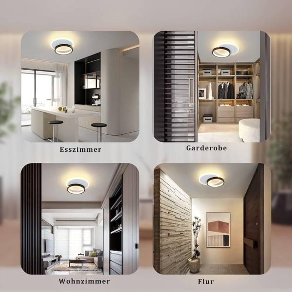 LED Deckenleuchte Baldwin Schwarz - Metall - 20 x 6 x 25 cm