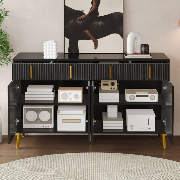 Sideboard Chaddans Schwarz - Holzwerkstoff - 38 x 82 x 140 cm