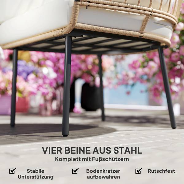 Rattansessel 867-261V00BG Beige - Polyethylen - 80 x 155 x 95 cm